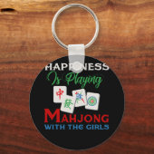 Geluk speelt Mahjong met de meisjes Sleutelhanger (Voorkant)