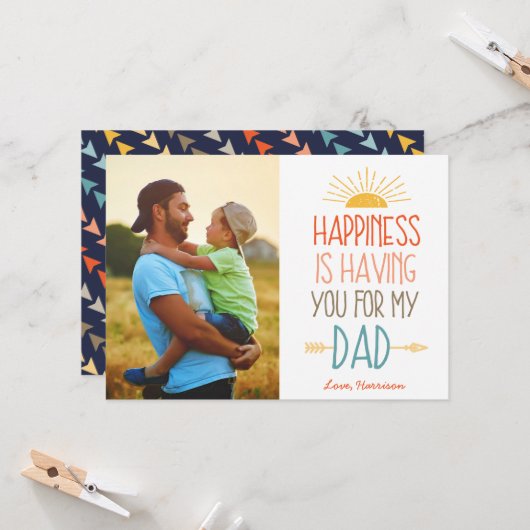 Geluk | Vaderdag plat kaart foto (Voorkant / Achterkant in situ)