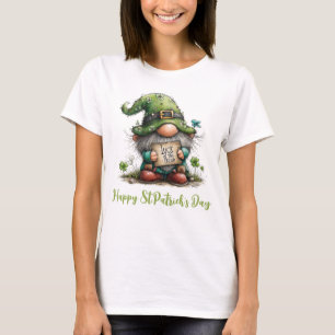 Geluk van de Ierse kabouter met klavertje vier bor T-shirt