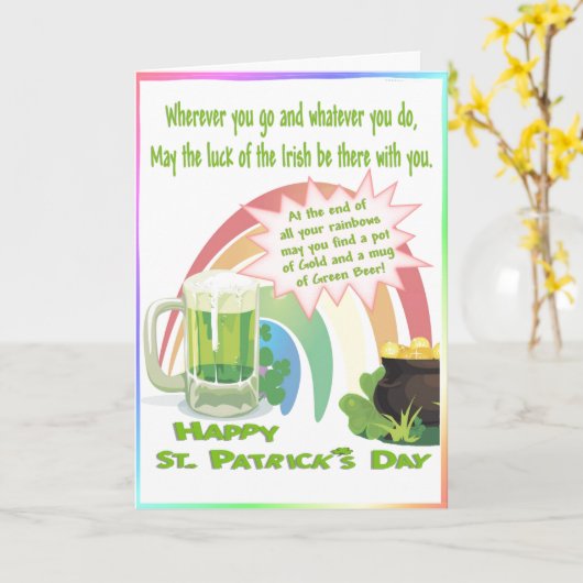 Geluk van de Ierse Pot van Goud, Regenboog, Groen Kaart (Gele Bloem)