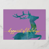 Geluk van Feestdagen met Blauwgroen Waterverf rend (Voorkant)