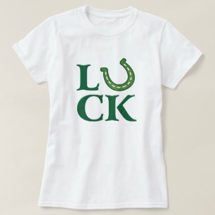 Geluk van het Iers T-shirt, Shamrock Lucky Hoefijz T-shirt