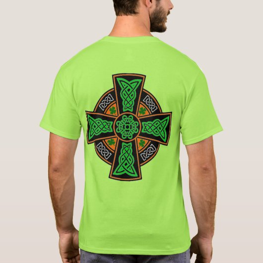 geluk van het ierse symbool celtic cross shamrock  t-shirt (Achterkant)