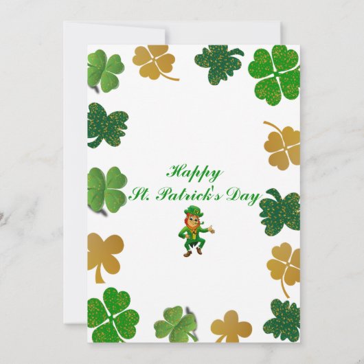 Geluk van Ierse St Patricks Day Gouden Groene Sham Kaart (Achterkant)