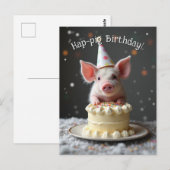 Geluk varken Verjaardag Briefkaart (Voorkant / Achterkant)