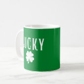 Geluk vierbladige klaver beide zijden St. Patrick' Koffiemok (Voorkant links)