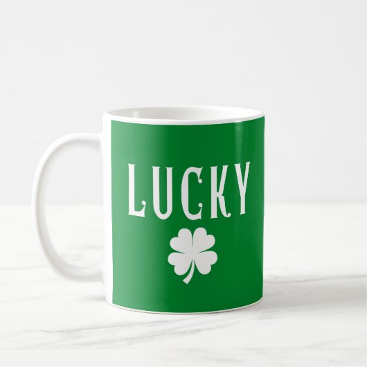 Geluk vierbladige klaver beide zijden St. Patrick' Koffiemok (Links)