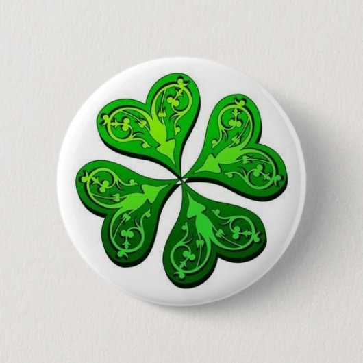 Geluk vierbladige klaver ronde button 5,7 cm (Voorkant)