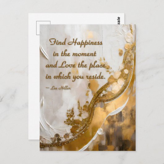 Geluk vinden in het moment… Lee Hiller Quote Briefkaart (Voorkant / Achterkant)