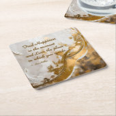 Geluk vinden in het moment… Lee Hiller Quote Kartonnen Onderzetters (Schuin)