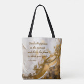 Geluk vinden in het moment… Lee Hiller Quote Tote Bag (Achterkant)