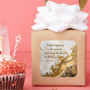 Geluk vinden in het moment… Lee Hiller Quote Vierkante Sticker