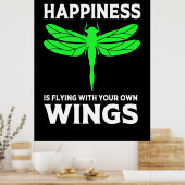 Geluk vliegt met een dragonfly poster (Keuken)