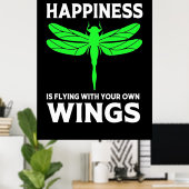 Geluk vliegt met een dragonfly poster (Thuiskantoor)