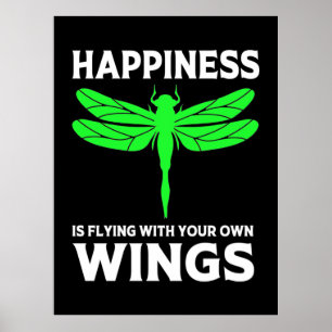 Geluk vliegt met een dragonfly poster