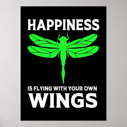 Geluk vliegt met een dragonfly poster (Voorkant)