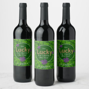 Geluk voor klanten zoals jij St. Patrick's Day Wijn Etiket