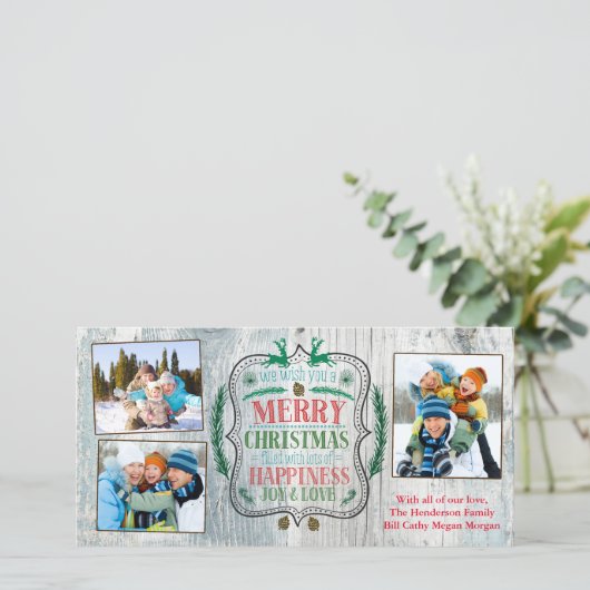 Geluk, vreugde en liefde feestdagenkaart (Staand voorkant)