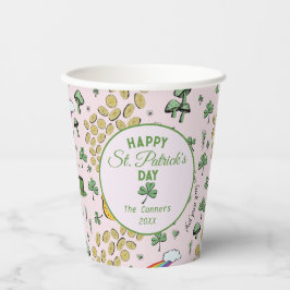 Geluk & Vreugde Munten & Groene Shamrocks St Patri Papieren Bekers