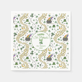 Geluk & Vreugde Munten & Groene Shamrocks St Patri Servet