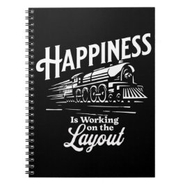 Geluk werkt aan de lay-out, stoomtrein notitieboek