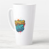 Geluk wint graffiti ontwerp latte mok (Linkerhoek)