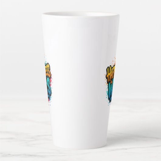 Geluk wint graffiti ontwerp latte mok (Voorkant)