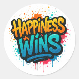 Geluk wint graffiti ontwerp ronde sticker