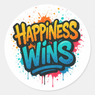 Geluk wint graffiti ontwerp ronde sticker