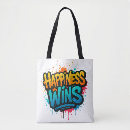 Geluk wint graffiti ontwerp tote bag