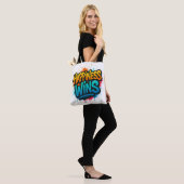 Geluk wint graffiti ontwerp tote bag (Op model)