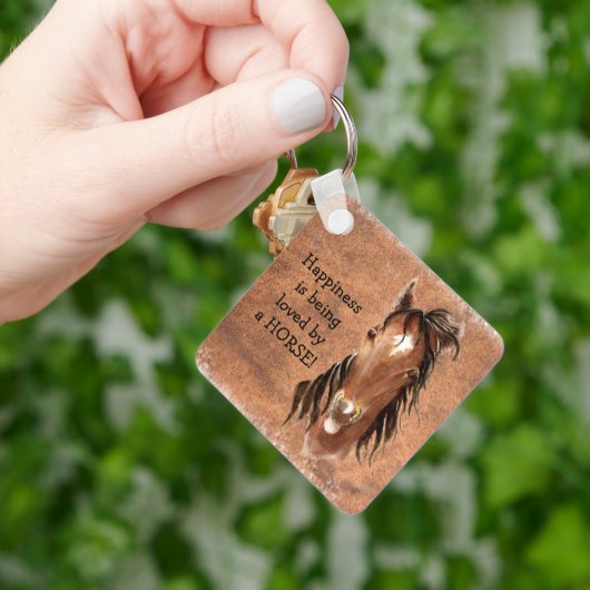 Geluk wordt geliefd door een PAARD Custom Sleutelhanger (Hand)