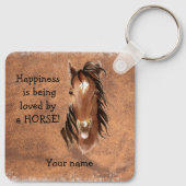 Geluk wordt geliefd door een PAARD Custom Sleutelhanger (Achterkant)