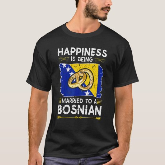 Geluk wordt getrouwd met een Bosnisch Bosnië Fla T-shirt (Voorkant)