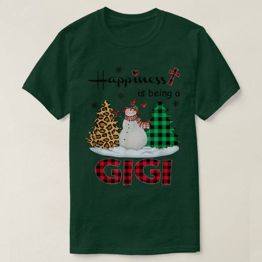 Geluk wordt Gigi Snowman Merry Kerstmis. T-shirt (Design voorkant)