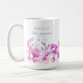 Geluk ziet er geweldig uit op You Waterverf Floral Koffiemok