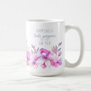 Geluk ziet er geweldig uit op You Waterverf Floral Koffiemok