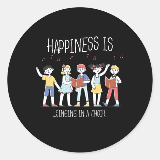 Geluk Zingend Choir Singer Musician Sing Gift Ronde Sticker (Voorkant)