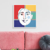 "Geluk zit binnen" Minimalistische Gezichtslijn Ku Canvas Afdruk (Insitu (Woonkamer))