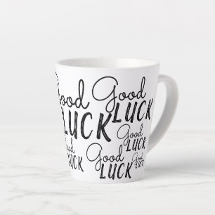 Geluk Zwart Wit Typografie Gelukkig Latte Mok