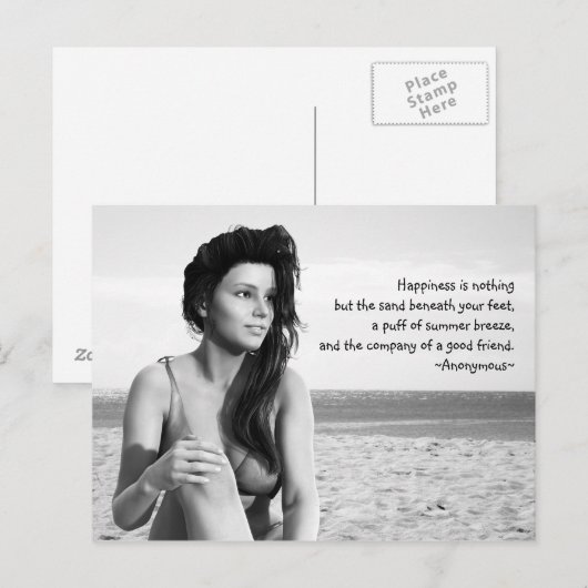 Geluk Zwarte en Witte Post Card Briefkaart (Voorkant / Achterkant)