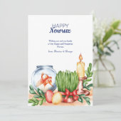Gelukaart met viskom voor Nowruz Feestdagenkaart (Staand voorkant)