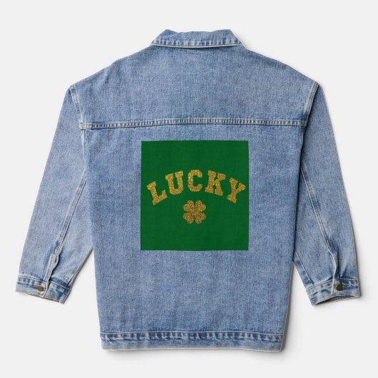 Gelukbrengende Klaver Sint Patrick Denim Jacket (Achterkant)