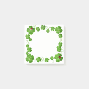 Gelukbrengende vierbladige klavers & lieveheersbee post-it® notes