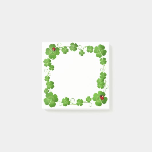 Gelukbrengende vierbladige klavers & lieveheersbee post-it® notes (Voorkant)