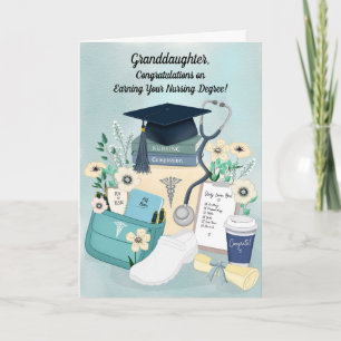 Gelukgewen kleindochter met diploma verpleegkunde kaart