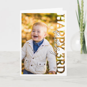 Gelukgewenst verjaardagskaart met foto voor 3 jaar bedankkaart