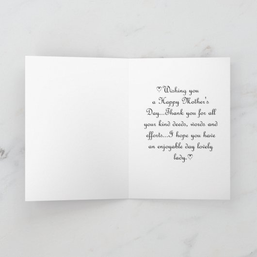 Gelukgewenste Moederdag kaart (Binnen)