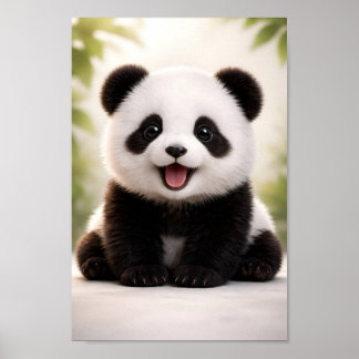 Gelukige Baby Panda Schattige Kinderkamer Wilde Di Poster