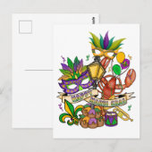 Gelukige Mardi Gras Ansichtkaart Briefkaart (Voorkant / Achterkant)